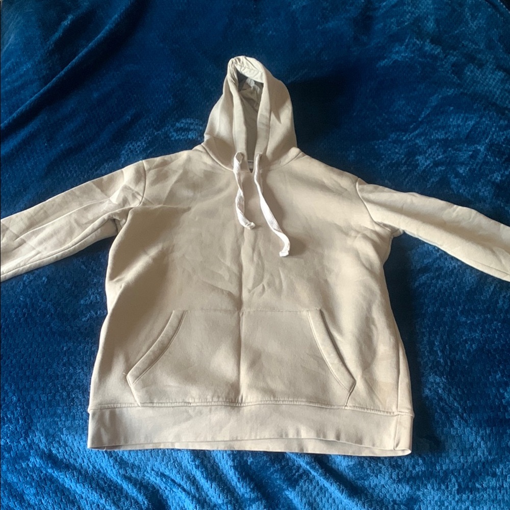 Casual Cream Hoodie with Pocket